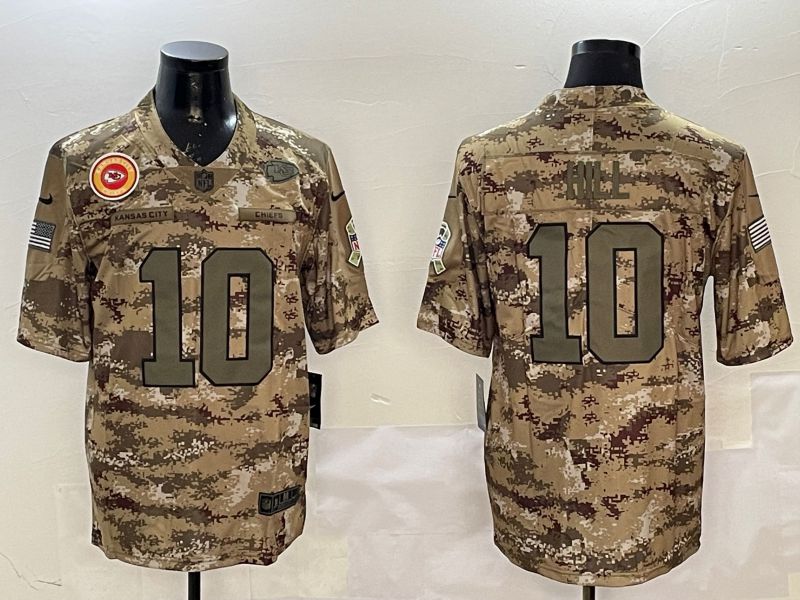 Men Kansas City Chiefs 10 Hill Camo Nike 2025 Salute to Service Limited NFL Jersey style 3
